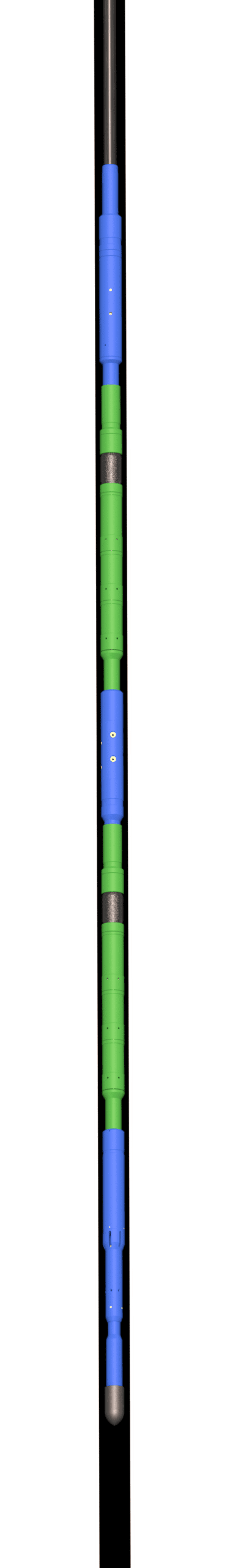 Straddle Cased Hole Packer Coil bottom hole assembly, top to bottom